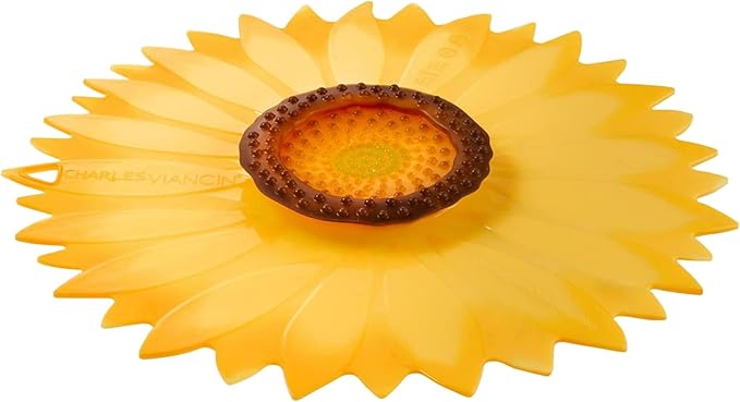 Charles Viancin - Sunflower Silicone Lid for Food Storage and Cooking - 6''/15cm - Airtight Seal on Any Smooth Rim Surface - BPA-Free - Oven, Microwave, Freezer, Stovetop and Dishwasher Safe