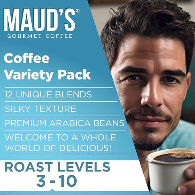 Maud's Family Pack Coffee Pods Variety Pack, 136 ct, 12 Assorted Flavors, Medium Roast Single Serve Pods – 100% Arabica Coffee, Compatible with Keurig K Cups Maker
