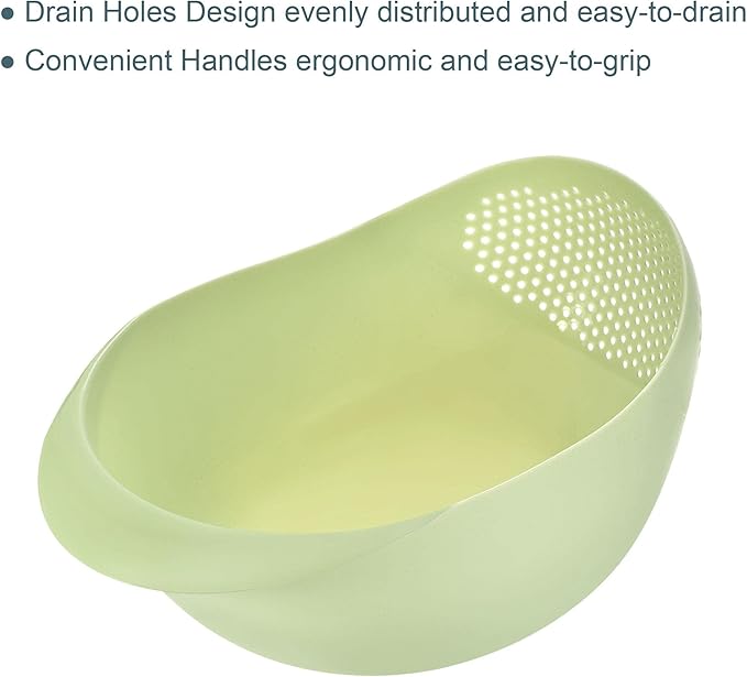 uxcell 3pcs Rice Sieve Plastic Colander Kitchen Drain Basket with Handles Rice Bowl Strainer Basket Home Kitchen Gadget, Wash Rice Basket-Blue/Green/Pink