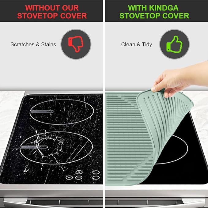 KindGa Stove Cover - Stove Top Covers for Electric Stove - More Thick - 28 x 20 Inch Stove Guard Stove Top Protector, Silicone Stovetop Cover Cooktop Mat for Kitchen Glass Stove Top -Aqua