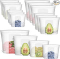 Reusable Storage Bag, 12 Pack 100% Silicone Food Storage Bags Stand Up Zip Lock Bags for Food, Freezer Microwave Oven Dishwasher Safe, 3 Extra Large(0.8 Gallon) 3 Medium 3 Small 3 X-Small, Translucent