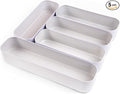 Three by Three Seattle 5-Piece Metal Stacking Drawer Organizers – Large, 2" Deep, Food-Safe (French Gray) – Stylish Kitchen Drawer Storage