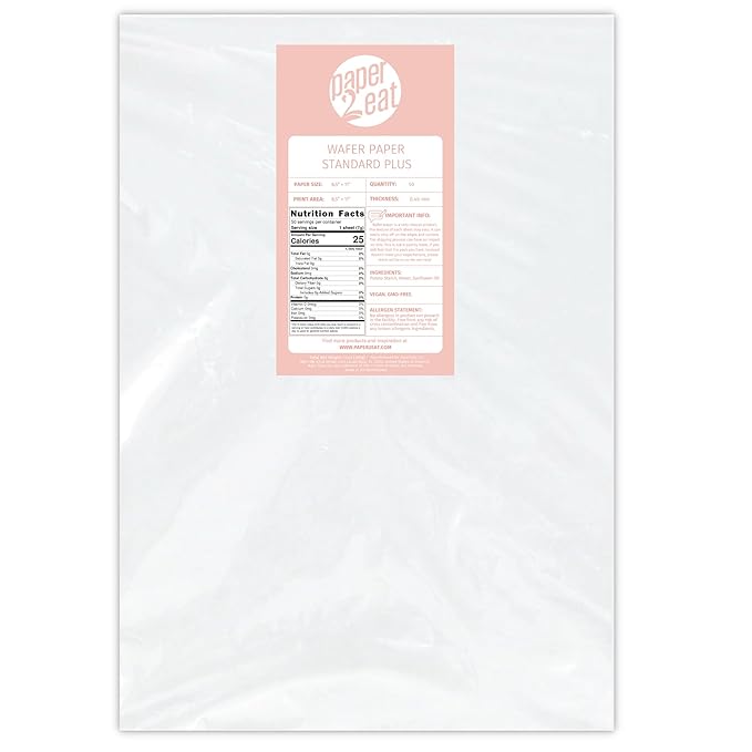 paper2eat edible Wafer Paper Sheets Standard Plus - 0.40 mm - 50 count