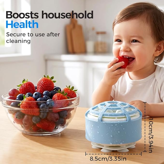 2-in-1 Fruit and Vegetable Washing Machine, 2026 Upgraded Upgraded Fruit Cleaner Device Waterproof, for Berries & Meat, with Titanium Electrolysis Purification for Home Kitchen (Blue)