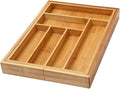 YBM Home & Kitchen Expandable 6-compartment Kitchen Utensil, Flatware, Cutlery Drawer Organizer Tray Size 18" width (12.5" wide closed), 17." Length, 2" Height. Item No.339