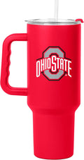 Logo Brands NCAA 40 oz Tumbler with Handle -Stainless Steel Insulated Travel Tumbler with Straw Lid – Powder Coated, Leak-Resistant, Keeps Drinks Hot/Cold – Great for Tailgating, or Everyday Use