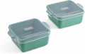 Souper Cubes Ceramic Baking Dishes 2.0-5" x 5" Baking Dishes with Silicone Lids, Individual Baking Dishes for Oven, Microwave, Oven and Air Fryer Safe, USA Made, Set of 2 - Kale