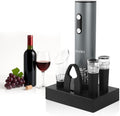 Rechargeable Electric Wine Opener Gift Set – 6-in-1 Automatic Wine Bottle Opener with Foil Cutter, Aerator Pourer, 2 Vacuum Stoppers & Base Stand – Perfect Wine Gift for Wine Lovers