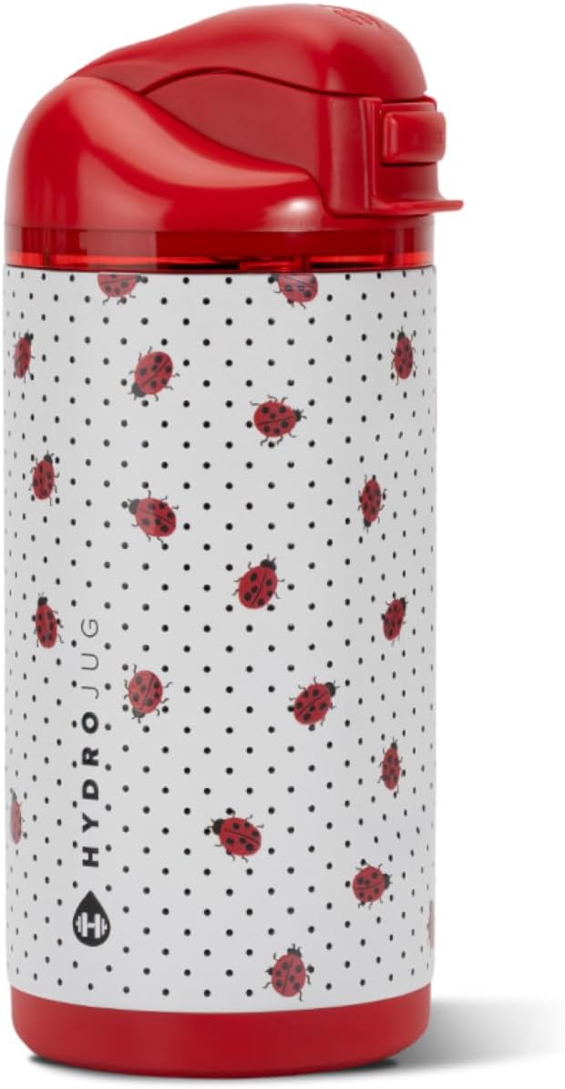 HydroJug Ease2o 14oz Kids Water Bottle with Straw & Chug Lid, Ladybyg