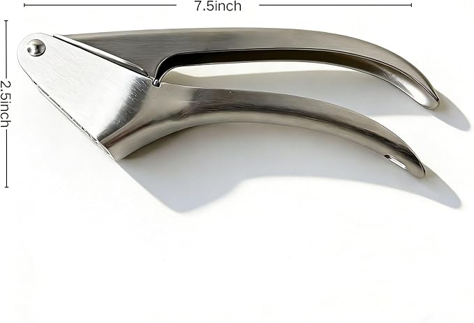 Stainless Steel Garlic Press, Easy to Squeeze, Ergonomic Handle, No Need to Peel Garlic Press,Garlic Mincer, Garlic Ginger Crushing Tool, Silver