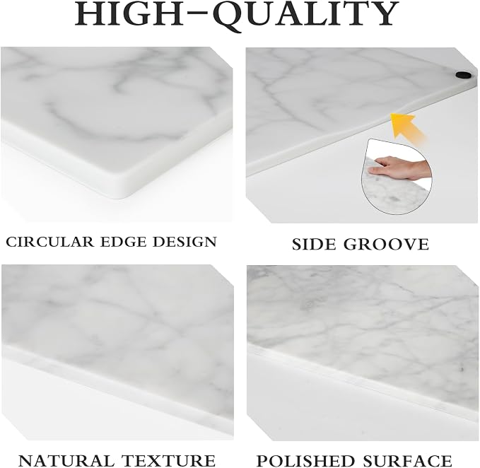 Italian Carrara White Marble Cutting Board for Kitchen 12×16 In – Stone Cutting Board, Pastry Board for Baking, Cheese & Charcuterie, Granite-Like Durable and Elegant Food Preparation