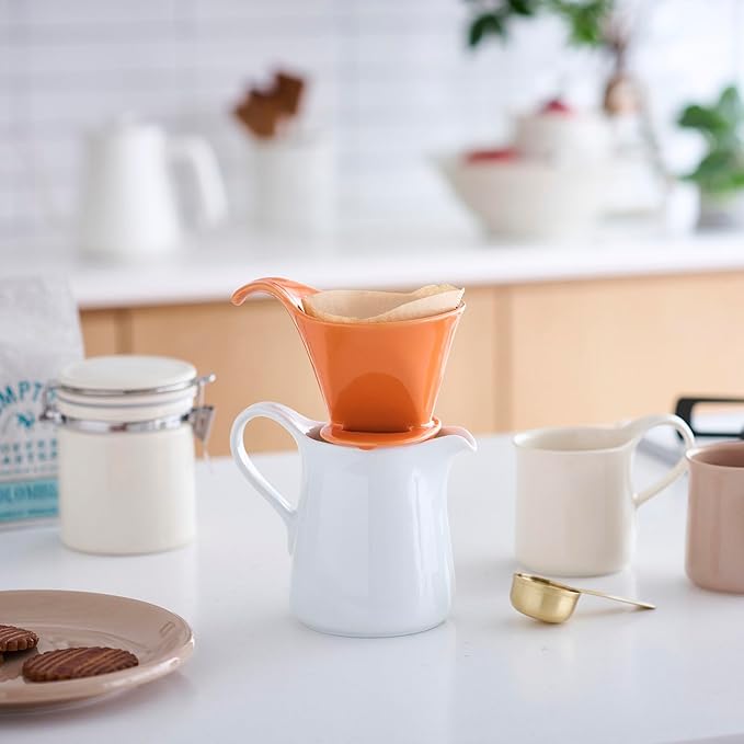 Zero Japan - Bee House Pour Over Coffee Dripper - Lead-Free & Cadmium-Free Ceramic Coffee Maker with Elegant Peek Hole, Drip Cone Brewer Coffee Gifts, Brewing Accessories - Tangerine, Standard Size