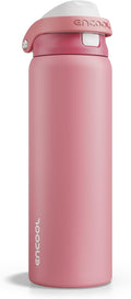 ENCOOL Leakproof Insulated Water Bottle with Straw Dual-Sip Water Bottle Bag-Safe Design for Work, Commute & Gym – Keeps Drinks Cold All Day, 32 oz, Vermilion