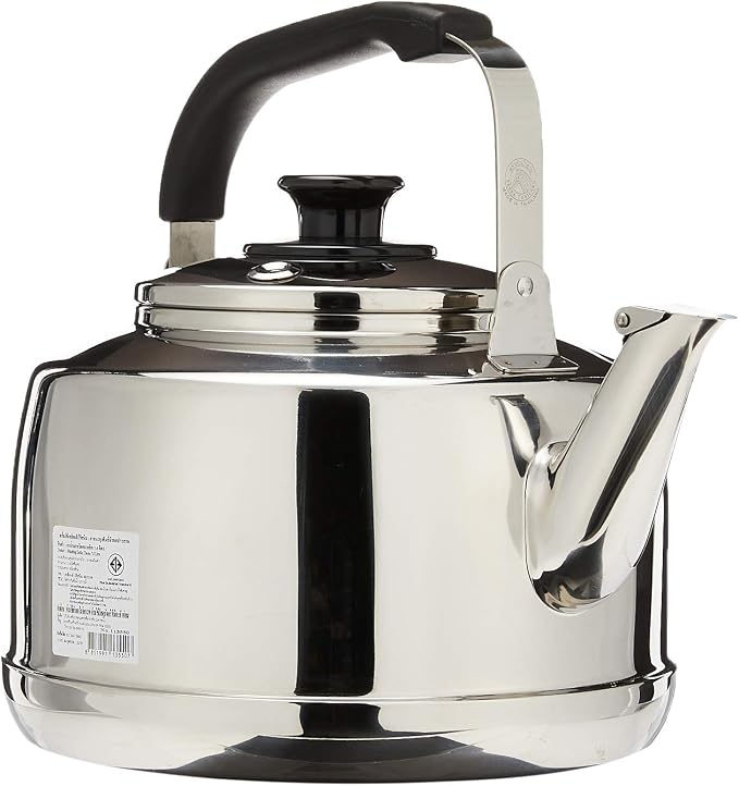 Extra Large Size 7.5 Liter Zebra Polished Mirror Finish Stainless Steel Whistling Canister Stovetop Teakettle Tea Kettle Teapot, Gas Electric Induction Compatible