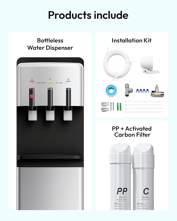 Euhomy Bottleless Water Cooler 3 Temperature Settings Hot Cold & Room WaterWater Dispenser