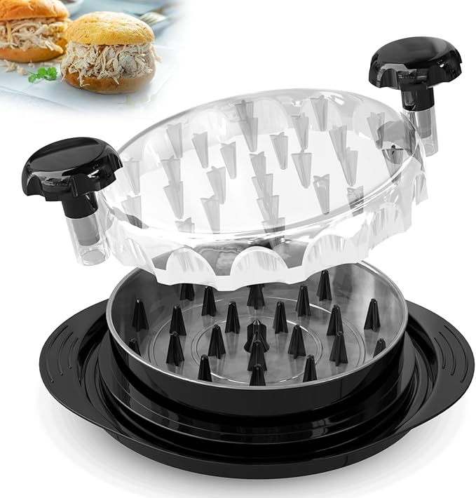 Chicken Shredder with Tray – Fast & Easy Meat Shredder for Pulled Chicken, Pork or Beef – BPA-Free, Anti-Slip Base, Dishwasher Safe – Manual BBQ Gadget – Designed in USA – Cozy Kitchen
