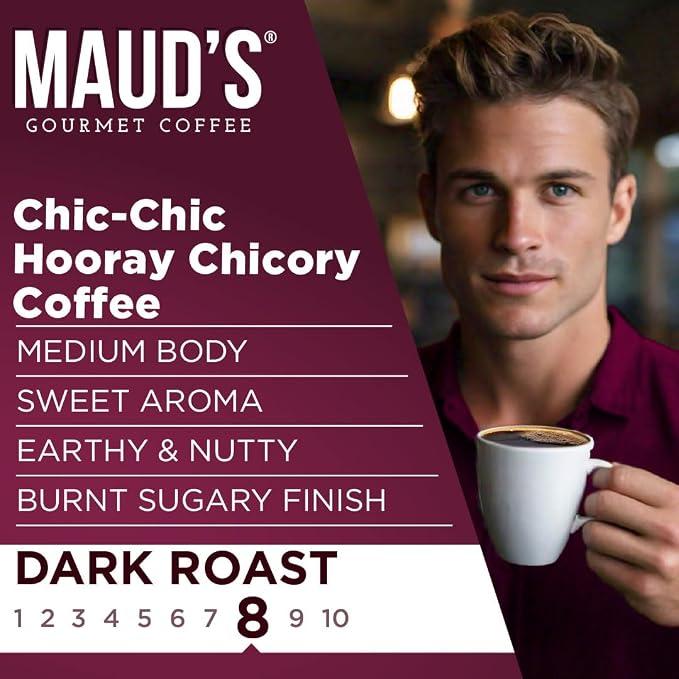 Maud's Chicory Flavored Coffee Pods, 36 ct, Dark Roast Flavored Coffee in Single Serve Pods – 100% Arabica Beans, Compatible with Keurig K Cups Maker