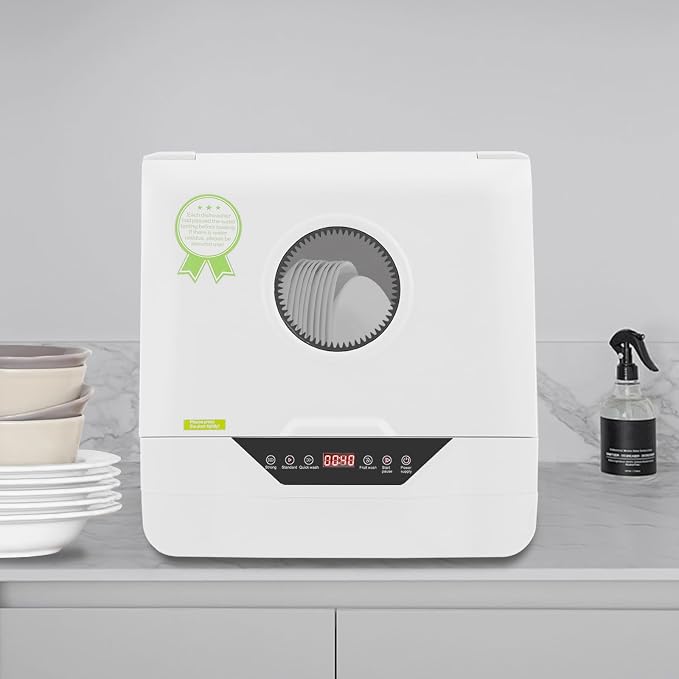 800W 110V Portable Countertop Dishwasher, Mini Dishwasher with 4 Wash Modes for Small Houses, Flats, Boats and Campervans,for Daily Needs of Families of 2-5 People