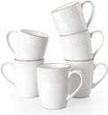 famiware Coffee Mugs Sets for 6, 12 oz Mug Set, Coffee Cups with Handle for Coffee, Tea, Cocoa and Milk, Microwave and Dishwasher Safe, White Floral