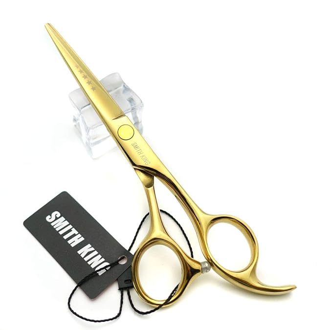 5.5 Inches Hair Cutting Scissors Set with Razor Combs Lether Scissors Case,Hair Cutting Shears Hair Thinning Shears for Personal and Professional (Gold)