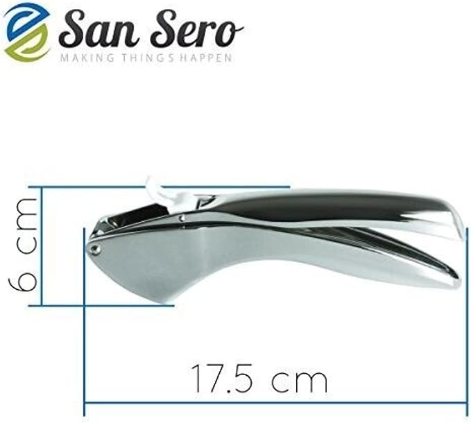 Japanese Garlic Press - Stainless Steel Garlic Press with Built-In Cleaning Tool - Garlic Mincer Spring Loaded Scraper- Kitchen Gadget Essentials - Peeler for Unpeeled Garlic Cloves - Dishwasher Safe