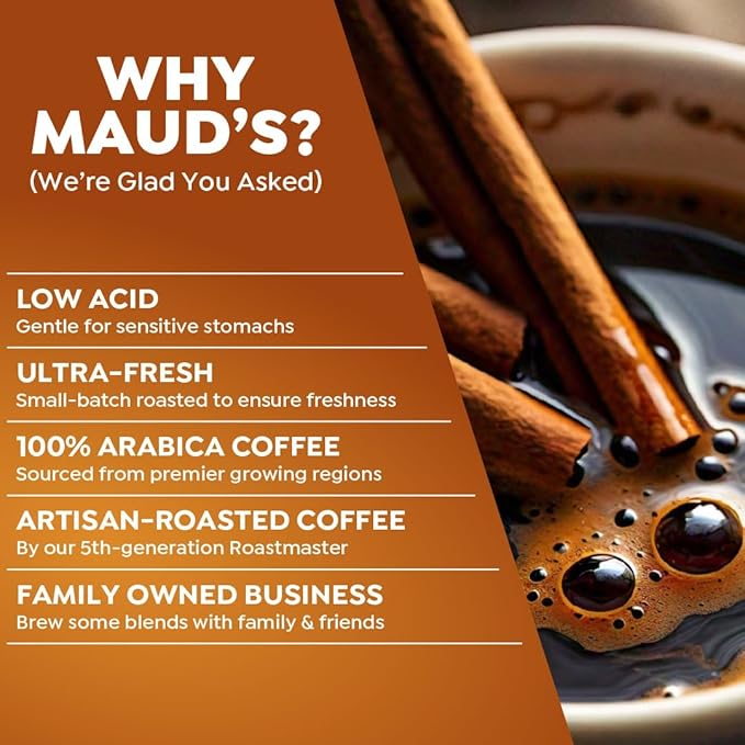 Maud's Cinnamon Roll Flavored Coffee Pods, 18 ct, Medium Roast Flavored Coffee in Single Serve Pods – 100% Arabica Beans, Compatible with Keurig K Cups Maker
