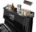 STUTOV 30" Magnetic Stove Top Shelf – Black Stainless Steel Spice Rack and Seasoning Organizer – Kitchen Shelf for Back of Stove – Over Stove Rack and Storage Organizer