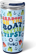 Swig Life 22oz Insulated Tumbler, Travel Coffee Tumbler with Lid, Cup Holder Friendly Travel Coffee Mug, Stainless Steel, 22 oz Tumblers, Reusable Insulated Mug with Lid (Errbody Boat)