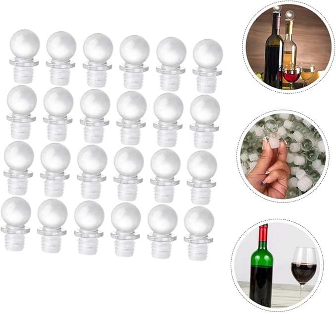 Unomor 24pcs Glass Ball Wine Stoppers Aroma Container Stoppers for Wine Bottles Glass Reliable Sealing for Freshness Convenient Decorative