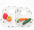 Large & Small Combination Sink Protectors - 304 Stainless Steel Draining Grid & Dish Rack, Offset Hole, Large(13 3/16 x 16 11/32) + Small(11 27/64 x 14 49/64)