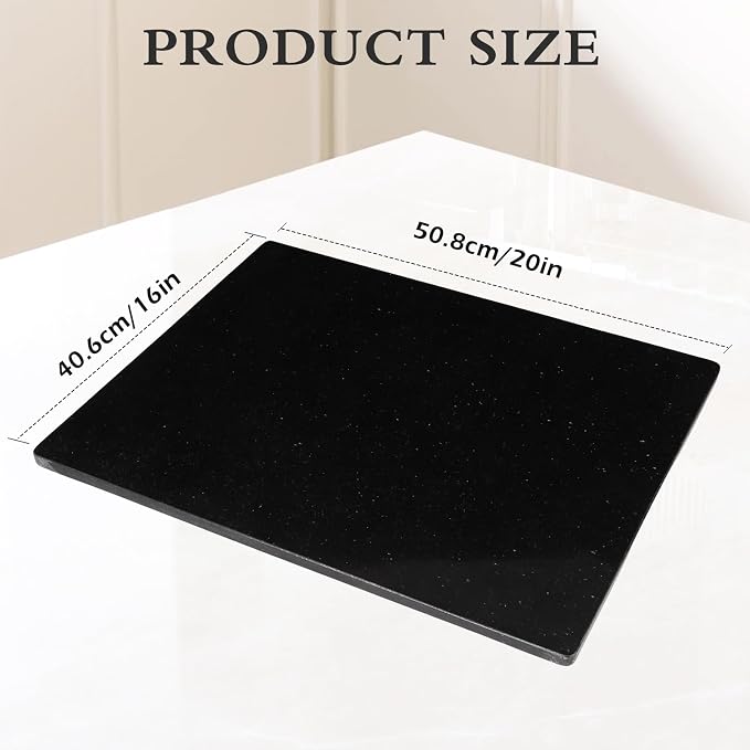 Large Marble Cutting Board for Kitchen 16x20 Inch- Stone Granite Cutting Board | Multi-Functional Marble Pastry Board for Cheese,Charcuterie - Wedding Gift, House Warming (Black16x20)