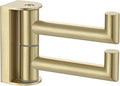 APLusee Brushed Gold Double Swivel Towel Hook, 304 Stainless Steel Foldable Towel Hanger, Space-Saving Wall Hook for Bathroom Kitchen RV