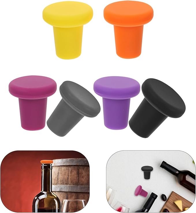 ULTECHNOVO 24pcs Silicone Wine Stoppers Reusable Beverage Bottle Sealers for Wine Beer and More Airtight Food-grade Silicone Deep