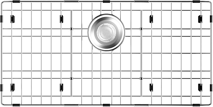28-3/8’’ x 14-3/16’’ Sink Protectors for Kitchen Sink, Stainless Steel Kitchen Sink Protector, Sink Grate for Bottom of Kitchen Sink with Rear Drain, Sink Grid for Single Bowl Kitchen Sink
