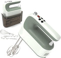Yomelo 9-Speed Digital Hand Mixer Electric, 400W Powerful DC Motor, Hand Mixer Electric Handheld with Snap-On Storage Case, 5 Stainless Steel Accessories, Beaters, Dough Hooks, Whisk(Light Green)