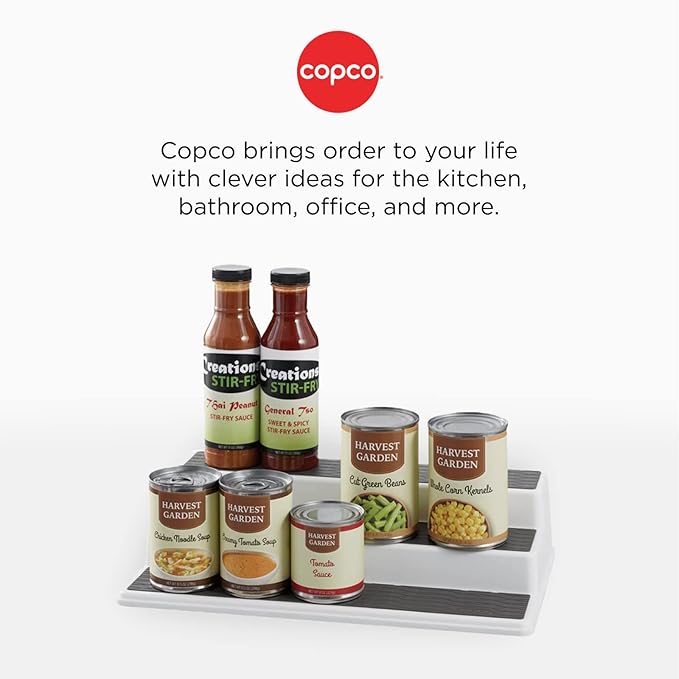 Copco 3-Tier Cabinet Spice Rack Organizer, 10 Inch Tiered Shelf Riser for Kitchen Cabinets, Pantry, and Countertop - Holds Spices, Seasonings, Oils, and Condiments