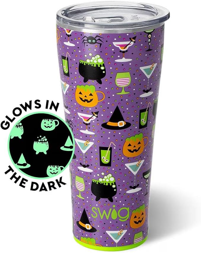 Swig Life 32oz Insulated Tumbler, Travel Coffee Tumbler with Lid, Cup Holder Friendly Travel Coffee Mug, Stainless Steel with Lid (Witches Brew)