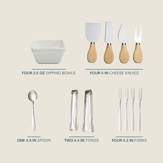 Gibson Home Rustic Inspirations 18-Piece Bamboo Charcuterie Board Set for Serving – Large Cheese & Fruit Tray with Hidden Drawer Ceramic Bowls Utensils – Gift for Entertaining Housewarming Holidays