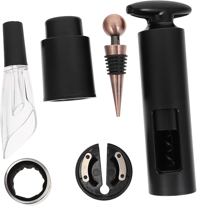 LABRIMP 6pcs Rotary Bottle Opener Set Includes Wine Pourer and Stopper Wine Accessories for Home