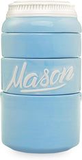 Mason Jar Ceramic Measuring Cups - Stackable Measuring Cups - Measuring Cup Set as Kitchen Gifts - Rustic Measurement Cup for Kitchen Accessories & Decor - A Perfect Holiday Gift Set (Blue, 4 Pc Set)
