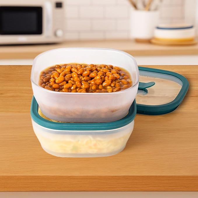 Anyday 2 Pack 2.5 Cup Microwavable Glass Lunch Containers With Glass Lids, Microwave Safe Lunch Bowls with Lids for Work, Food Storage, Bento Box Meal Prep Container