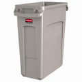 Rubbermaid Commercial Products SLIM JIM Plastic Rectangular Trash/Garbage Can/Bin with Venting Channels 16 GALBeige for Kitchens/Classrooms/Offices/Back of House