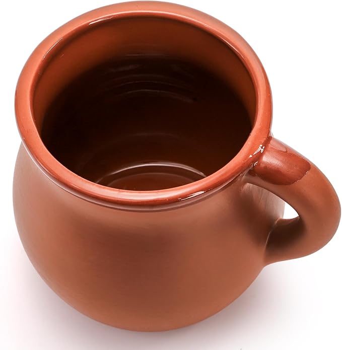Kingrol 6 Pack Authentic Mexican Clay Mugs - 12 oz Tazas de Barro, Handcrafted Pottery for Hot and Cold Beverages, Coffee, Tea, and Cocktails