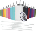16 pack 20 oz Stainless Steel Insulated Tumbler with Straw and Lid, Double Wall Travel Coffee Mug Vacuum Insulated Bulk Tumbler, Suitable for Vehicle Cup Holders （Assorted Colors）
