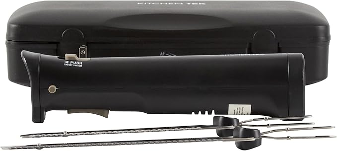 Restaurantware-Kitchen Tek Electric Knife Set, 1 Electric Knife With Motorized Handle - Includes 1 Bread and 1 Carving Tool, 1 Case, Black Plastic Food Cutter With Stainless Steel Blades