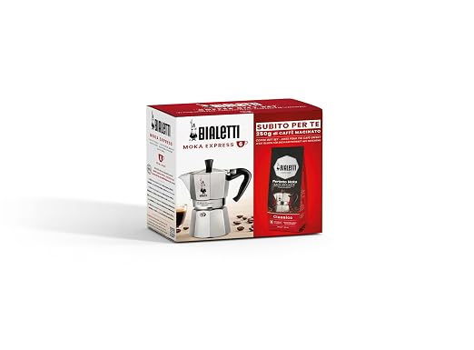 Bialetti 6 Cup Moka Pot and Coffee Ground Bundle 8.8oz Bag with Medium Roast Italian Ground Blend - Stovetop Espresso Maker Morning Brew Barista Style Café Home Brewing Daily Use Kitchen Appliance Set