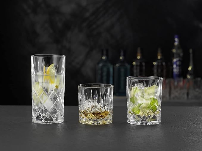 Nachtmann Noblesse 13 oz Crystal Glass Long Drink, Set of 4 – 6" Cut Crystal Lead-Free Highball Glasses for Cocktails, Sparkling Drinks & Beverages – Machine-Made Barware for Tabletop Use