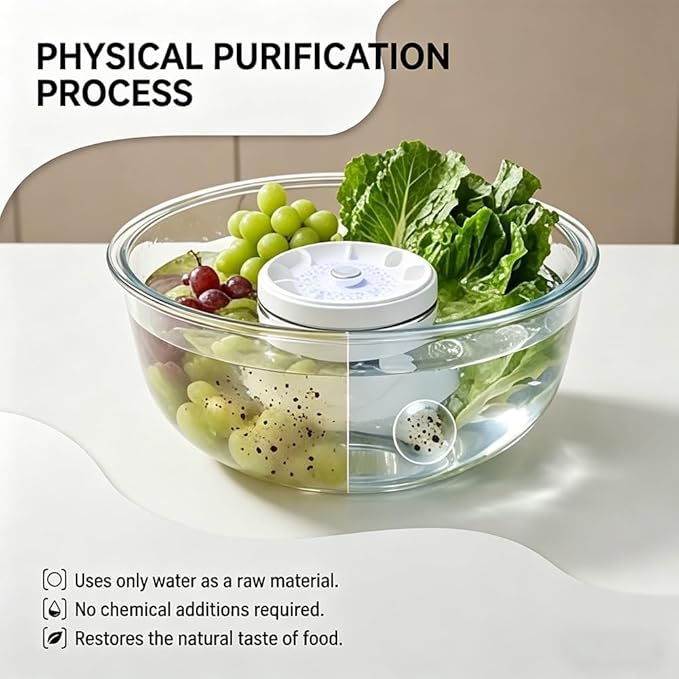 Electrolytic Fruit and Vegetable Purifier - 2026 Upgraded Hydroxyl Ion Food Cleaning Device - Portable Water Purifier for Produce, Grains, Utensils - IPX7 Waterproof Kitchen Gadget (A)