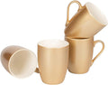 Elanze Designs Vegas Gold-Tone Metallic Finish 10 Oz. New Bone China Coffee Cup Mug Set of 4