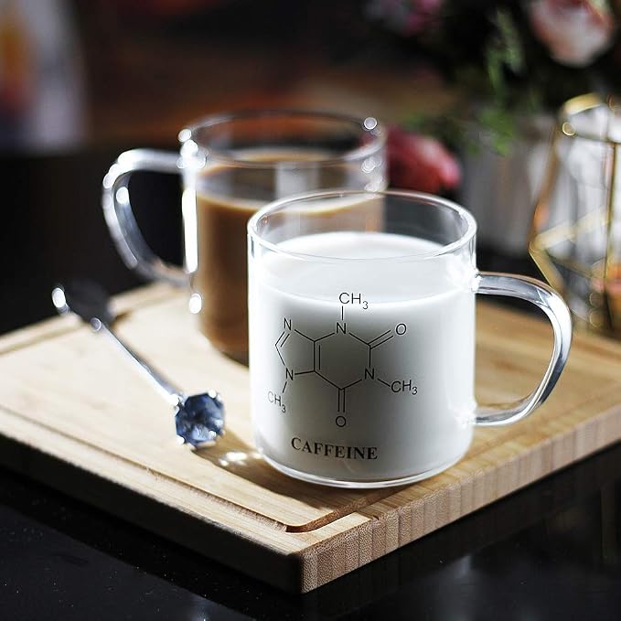 LUXU Glass Coffee Tea Mugs Set of 2,Clear Coffee Cups for Hot or Cold Beverages,Large Wide Mouth Drinking Glasses,Great for Mocha,Latte,Milk,Cappuccino,Water and Juice -14 oz